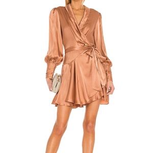 Zimmermann Copper Satin Long Sleeve Dress